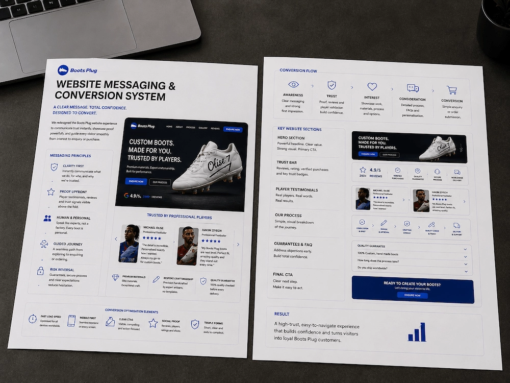 Boots Plug website messaging and conversion system