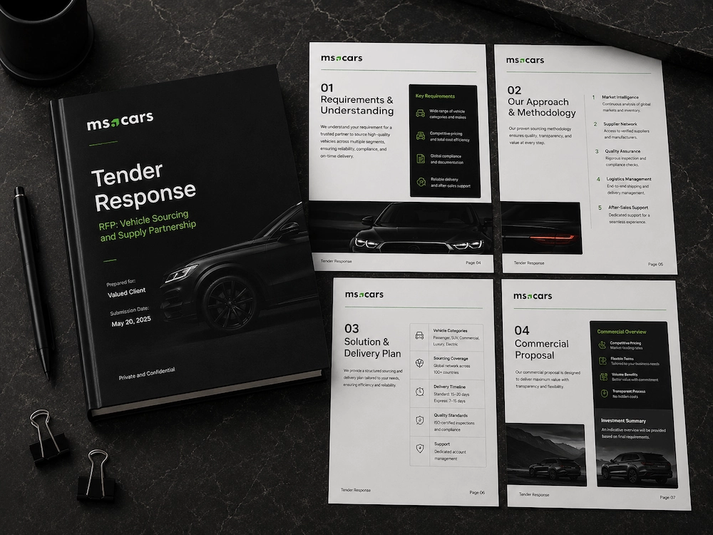 MS Cars proposal and corporate communication materials
